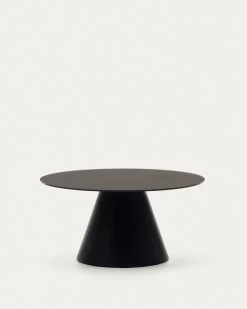 Wilshire Tempered Glass And Metal Coffee Table With A Matte Black Finish Ã 80 Cm | Kave Home