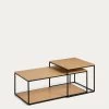 Yoana Set Of 2 Nesting Coffee Tables With Oak Wood Veneer & Black Painted Metal Structure | Kave Home -Quality Furniture Store T0600011MM40 1V01