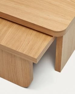 Oaq Set Of 2 Coffee Tables In Oak Wood Veneer With Natural Finish FSC Mix Credit -Quality Furniture Store T827ME00M040 1D01