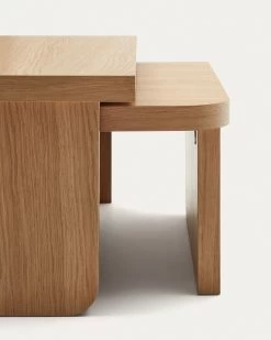 Oaq Set Of 2 Coffee Tables In Oak Wood Veneer With Natural Finish FSC Mix Credit -Quality Furniture Store T827ME00M040 1D02