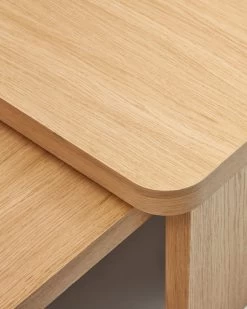 Oaq Set Of 2 Coffee Tables In Oak Wood Veneer With Natural Finish FSC Mix Credit -Quality Furniture Store T827ME00M040 1D03