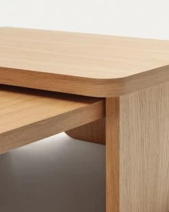 Oaq Set Of 2 Coffee Tables In Oak Wood Veneer With Natural Finish FSC Mix Credit -Quality Furniture Store T827ME00M040 1D04