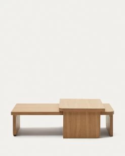 Oaq Set Of 2 Coffee Tables In Oak Wood Veneer With Natural Finish FSC Mix Credit -Quality Furniture Store T827ME00M040 1V02