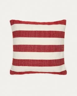 Nans 100% PET Cushion Cover With White And Red Stripes 45 X 45 Cm | Kave Home