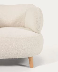 Luisa White Fleece Armchair With Solid Rubber Wood Legs. | Kave Home 13 Luisa White Fleece Armchair With Solid Rubber Wood Legs. | Kave Home -Quality Furniture Store YG0004J33 1D01