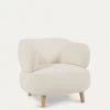 Luisa White Fleece Armchair With Solid Rubber Wood Legs. | Kave Home