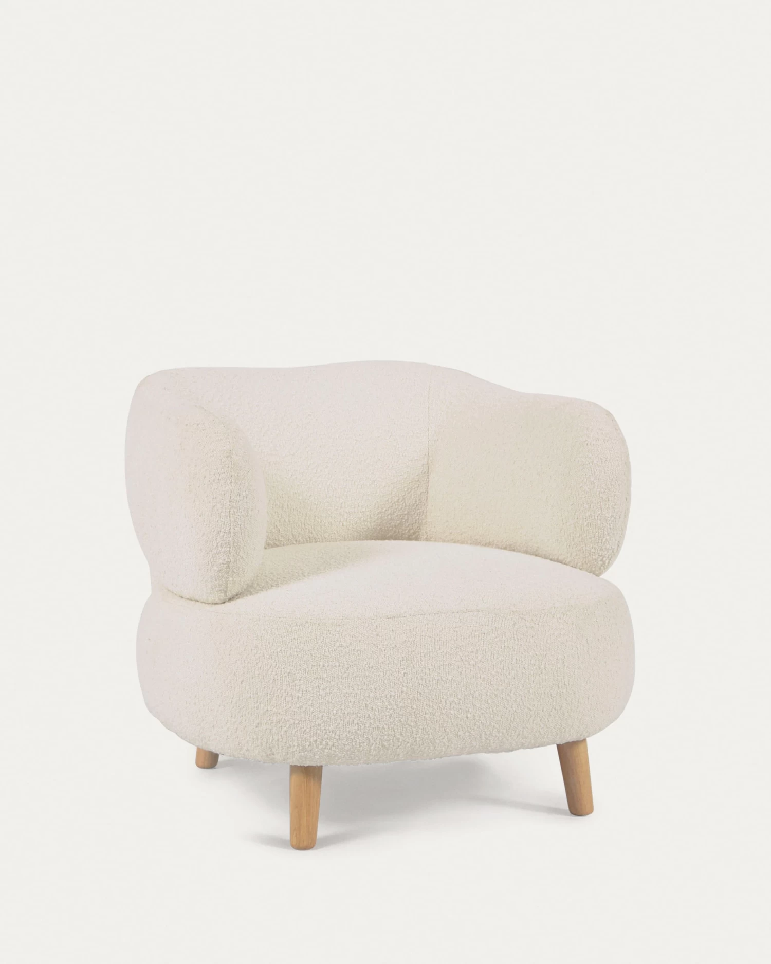 Luisa White Fleece Armchair With Solid Rubber Wood Legs. | Kave Home 3 Luisa White Fleece Armchair With Solid Rubber Wood Legs. | Kave Home