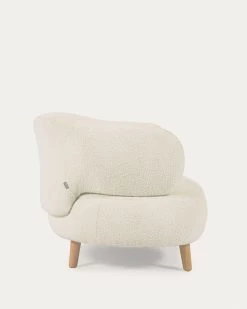 Luisa White Fleece Armchair With Solid Rubber Wood Legs. | Kave Home 16 Luisa White Fleece Armchair With Solid Rubber Wood Legs. | Kave Home -Quality Furniture Store YG0004J33 1V02