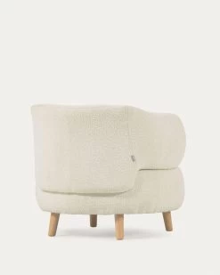 Luisa White Fleece Armchair With Solid Rubber Wood Legs. | Kave Home 17 Luisa White Fleece Armchair With Solid Rubber Wood Legs. | Kave Home -Quality Furniture Store YG0004J33 1V03
