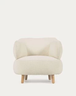 Luisa White Fleece Armchair With Solid Rubber Wood Legs. | Kave Home 18 Luisa White Fleece Armchair With Solid Rubber Wood Legs. | Kave Home -Quality Furniture Store YG0004J33 1V04