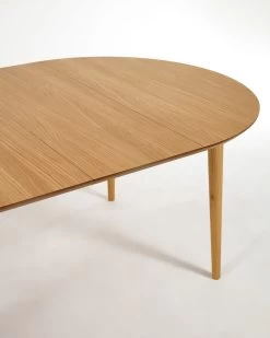 Oqui Extendable Oval Table With An Oak Veneer And Solid Wood Legs Ã 120 (200) X 90 Cm | Kave Home -Quality Furniture Store YG0230M46 1D05