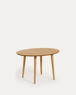 Oqui Extendable Oval Table With An Oak Veneer And Solid Wood Legs Ã 120 (200) X 90 Cm | Kave Home