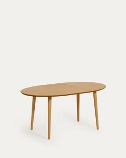 Oqui Extendable Oval Table With An Oak Veneer And Solid Wood Legs Ã 120 (200) X 90 Cm | Kave Home -Quality Furniture Store YG0230M46 1V02