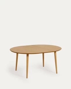 Oqui Extendable Oval Table With An Oak Veneer And Solid Wood Legs Ã 120 (200) X 120 Cm | Kave Home -Quality Furniture Store YG0233M46 1V02