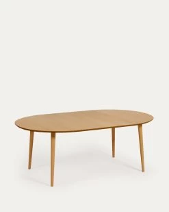 Oqui Extendable Oval Table With An Oak Veneer And Solid Wood Legs Ã 120 (200) X 120 Cm | Kave Home -Quality Furniture Store YG0233M46 1V03
