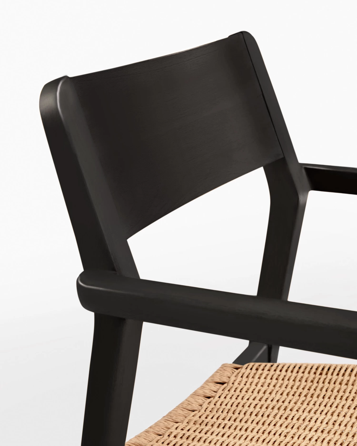 Better Stackable Chair In Solid Acacia Wood With Matt Black Finish And Beige Paper Rope | Kave Home 4 Better Stackable Chair In Solid Acacia Wood With Matt Black Finish And Beige Paper Rope | Kave Home - Image 2