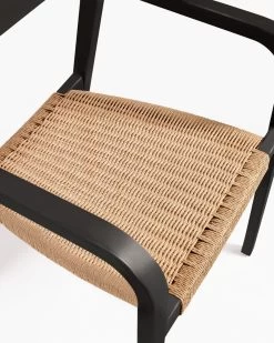 Better Stackable Chair In Solid Acacia Wood With Matt Black Finish And Beige Paper Rope | Kave Home 10 Better Stackable Chair In Solid Acacia Wood With Matt Black Finish And Beige Paper Rope | Kave Home -Quality Furniture Store YG0255CP46 1D02