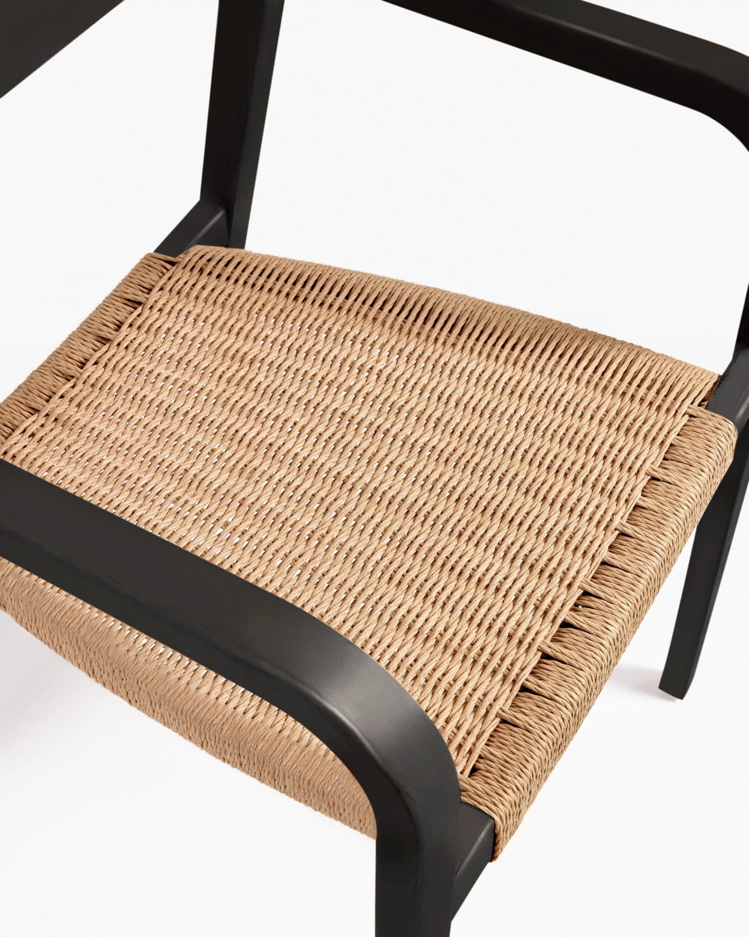 Better Stackable Chair In Solid Acacia Wood With Matt Black Finish And Beige Paper Rope | Kave Home 5 Better Stackable Chair In Solid Acacia Wood With Matt Black Finish And Beige Paper Rope | Kave Home - Image 3