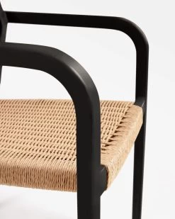Better Stackable Chair In Solid Acacia Wood With Matt Black Finish And Beige Paper Rope | Kave Home 12 Better Stackable Chair In Solid Acacia Wood With Matt Black Finish And Beige Paper Rope | Kave Home -Quality Furniture Store YG0255CP46 1D03