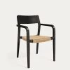 Better Stackable Chair In Solid Acacia Wood With Matt Black Finish And Beige Paper Rope | Kave Home -Quality Furniture Store YG0255CP46 1V01