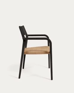 Better Stackable Chair In Solid Acacia Wood With Matt Black Finish And Beige Paper Rope | Kave Home 11 Better Stackable Chair In Solid Acacia Wood With Matt Black Finish And Beige Paper Rope | Kave Home -Quality Furniture Store YG0255CP46 1V02