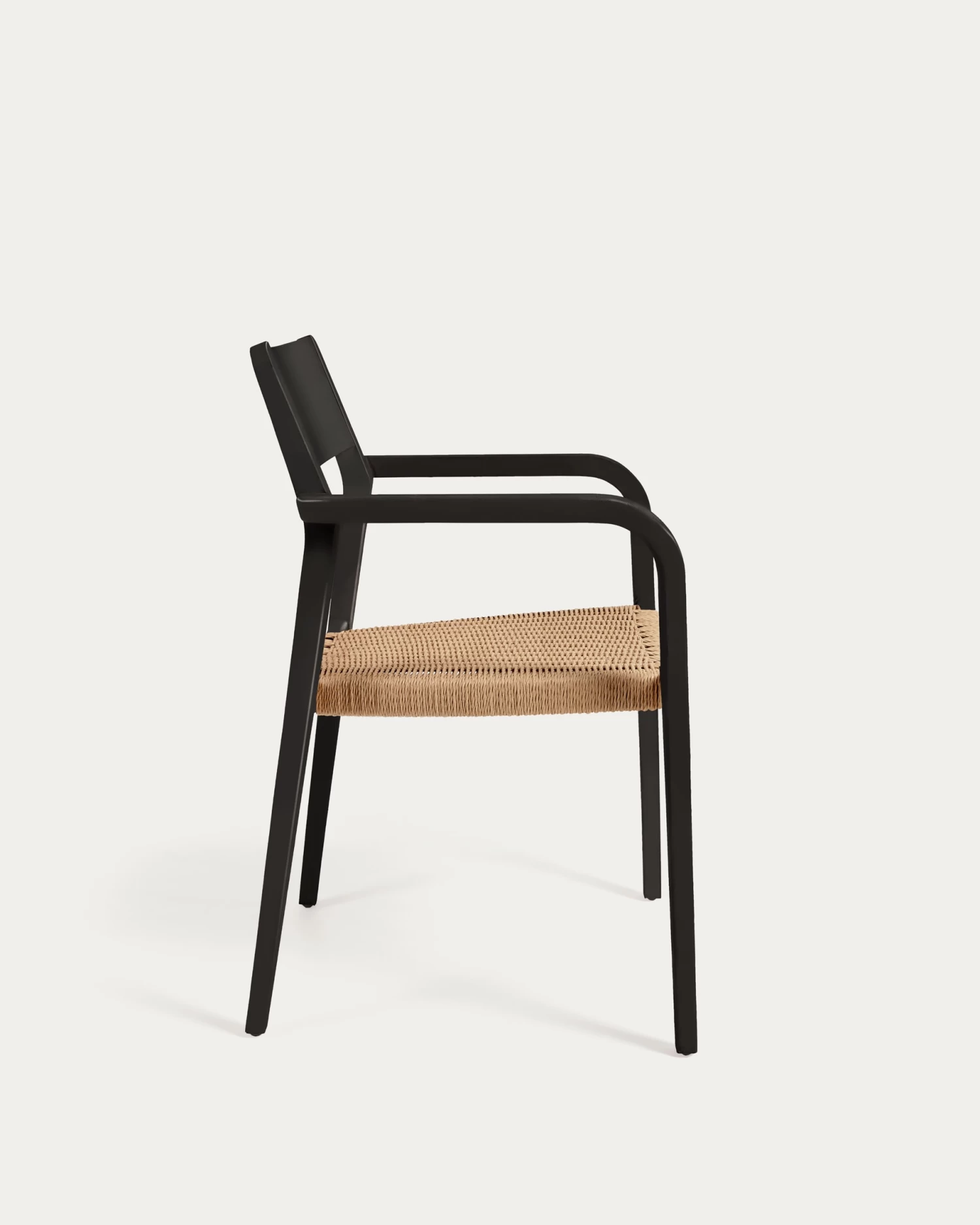 Better Stackable Chair In Solid Acacia Wood With Matt Black Finish And Beige Paper Rope | Kave Home 6 Better Stackable Chair In Solid Acacia Wood With Matt Black Finish And Beige Paper Rope | Kave Home - Image 4