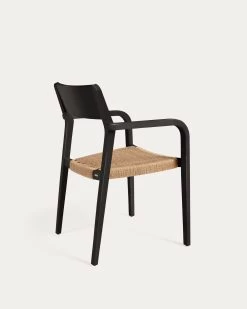 Better Stackable Chair In Solid Acacia Wood With Matt Black Finish And Beige Paper Rope | Kave Home 13 Better Stackable Chair In Solid Acacia Wood With Matt Black Finish And Beige Paper Rope | Kave Home -Quality Furniture Store YG0255CP46 1V03