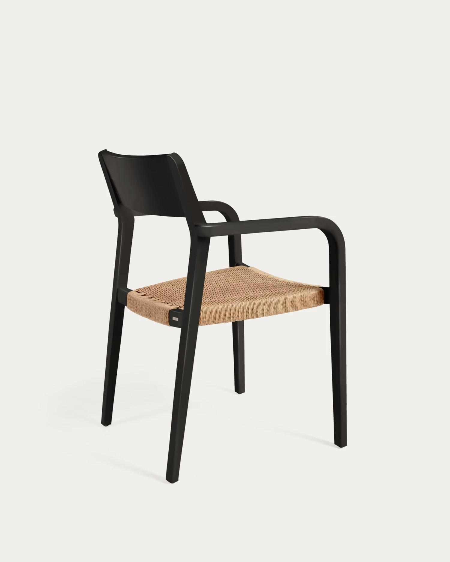 Better Stackable Chair In Solid Acacia Wood With Matt Black Finish And Beige Paper Rope | Kave Home 8 Better Stackable Chair In Solid Acacia Wood With Matt Black Finish And Beige Paper Rope | Kave Home - Image 6